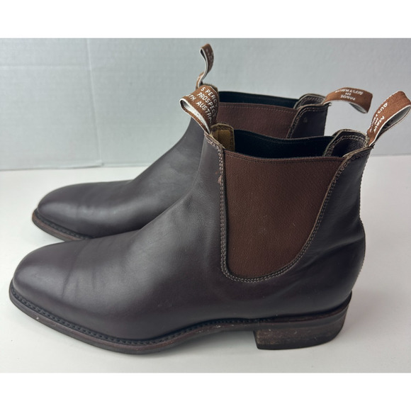 *Flawed R.M. Williams Craftsman Boots Men’s 9.5 F Brown Leather Chelsea Pull-On - Picture 12 of 16